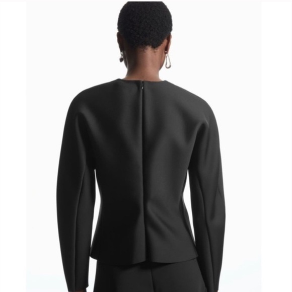 COS Structured Waisted Top Scuba Black Size L - Picture 3 of 7